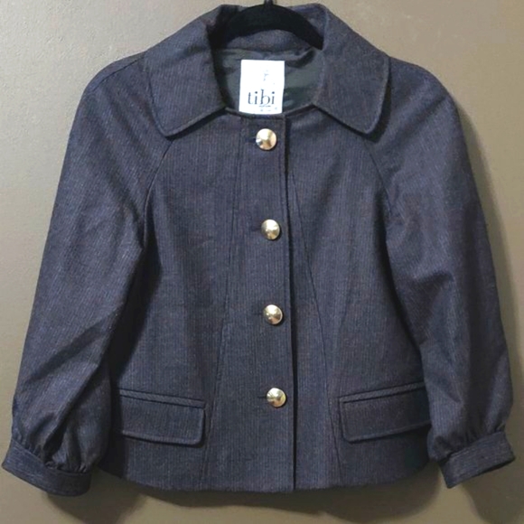 Tibi Jackets & Blazers - Tibi Grey Pinstripe Wool Short Coat Women's SIZE 4